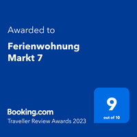 Booking.com Auszeichnung für gute Gästebewertungen 2023 mit 9 von 10 Punkten.